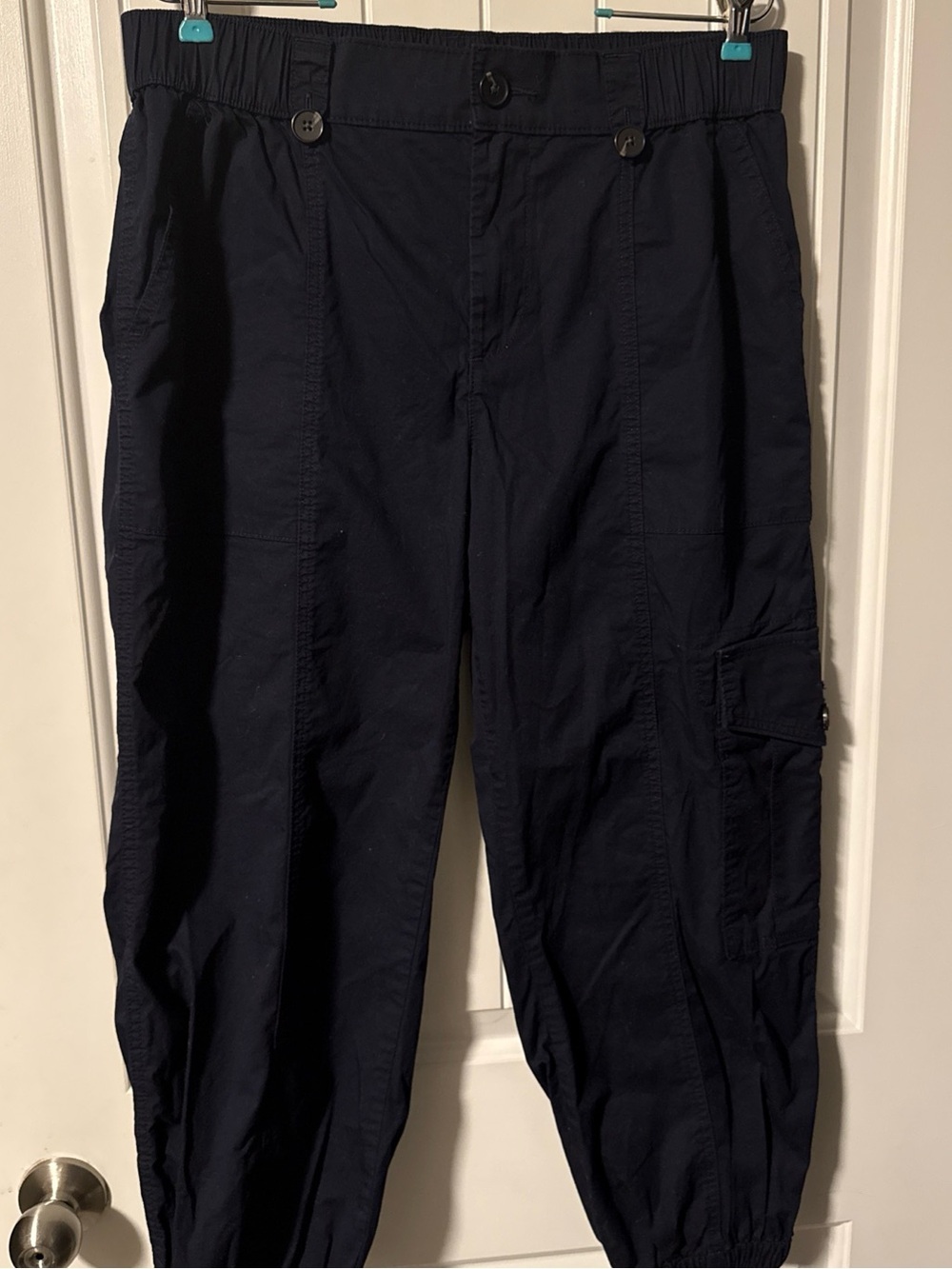 Women’s Free Assembly Navy Cargo Pants with Elastic Ankles Sz M